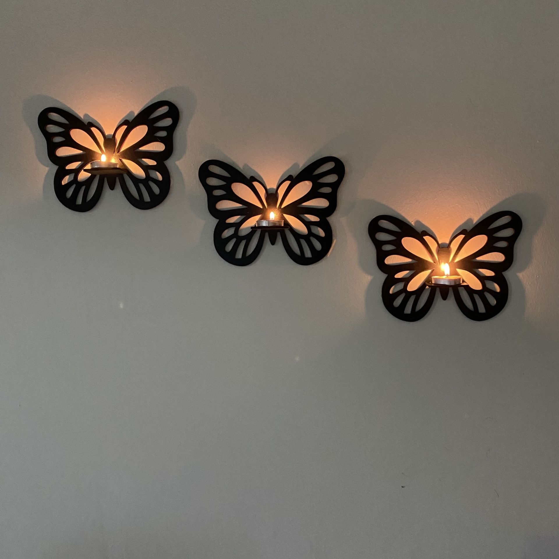 Ahşap Kelebek Duvar Rafı Siyah