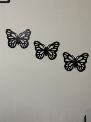 Ahşap Kelebek Duvar Rafı Siyah