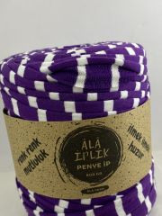 İKİ İPLİK Penye İp 600 Gram Mor -Beyaz Desenli Renk