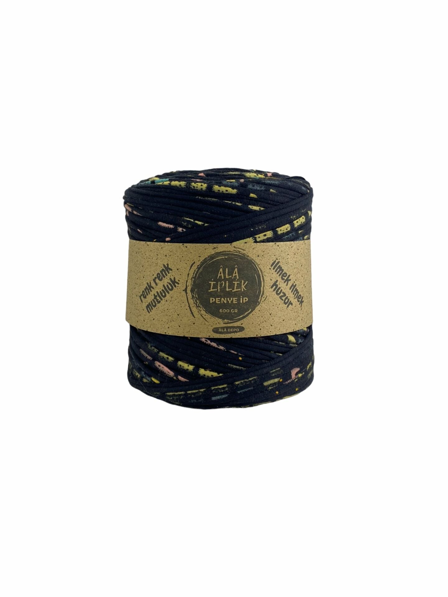 İKİ İPLİK Penye İp 600 Gram Siyah Desenli  Renk