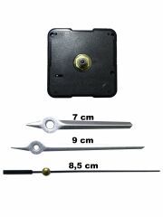 Duvar Saati Mekanizması Akar Sessiz 1. Sınıf Askısız 14mm Gümüş - Siyah Saniye