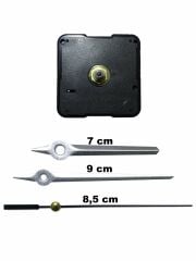 Duvar Saati Mekanizması Akar Sessiz 1. Sınıf Askısız 14mm Gümüş - Siyah Saniye