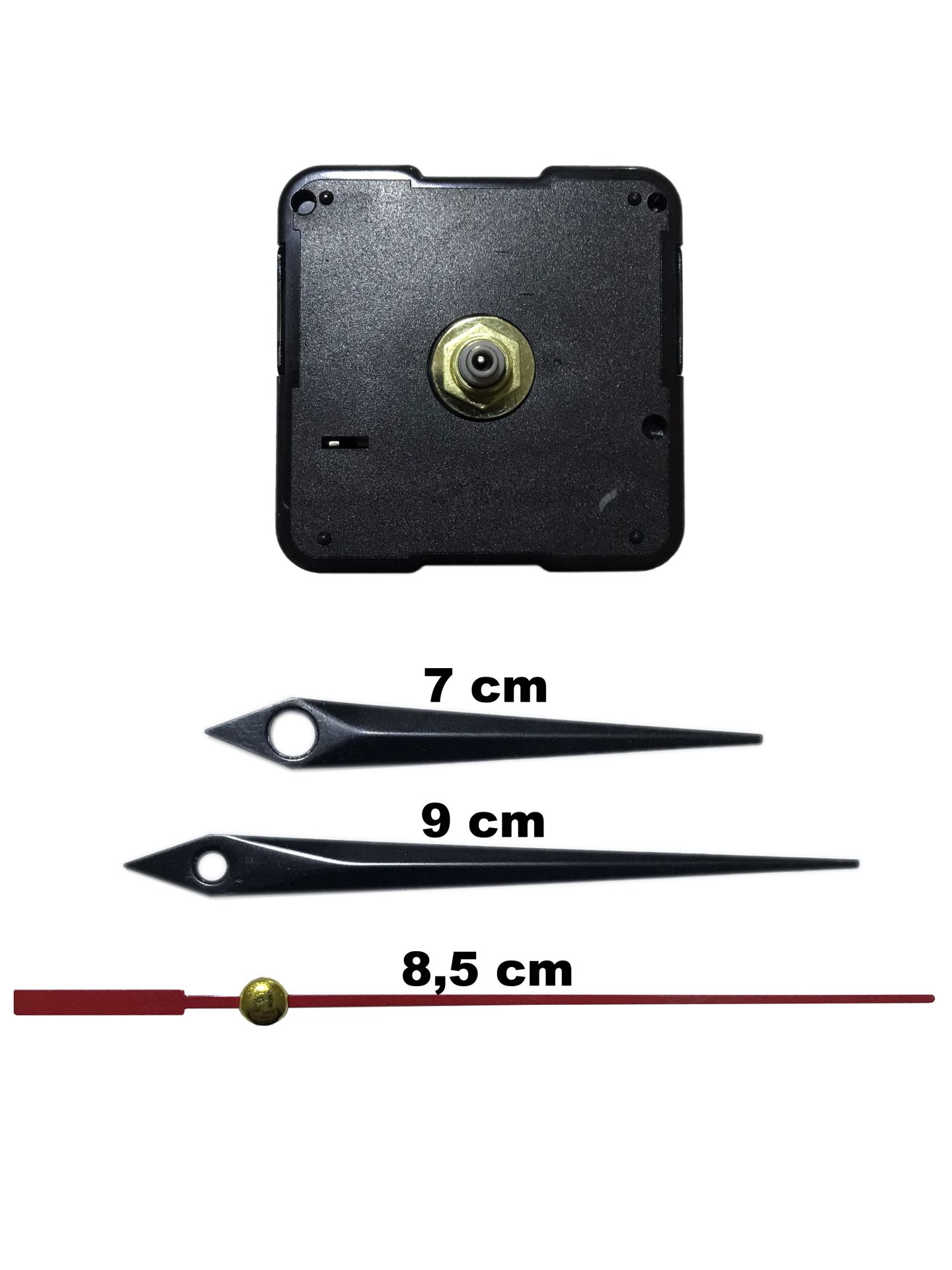 Duvar Saati Mekanizması Akar Sessiz 1. Sınıf Askısız 14mm Siyah - Kırmızı Saniye