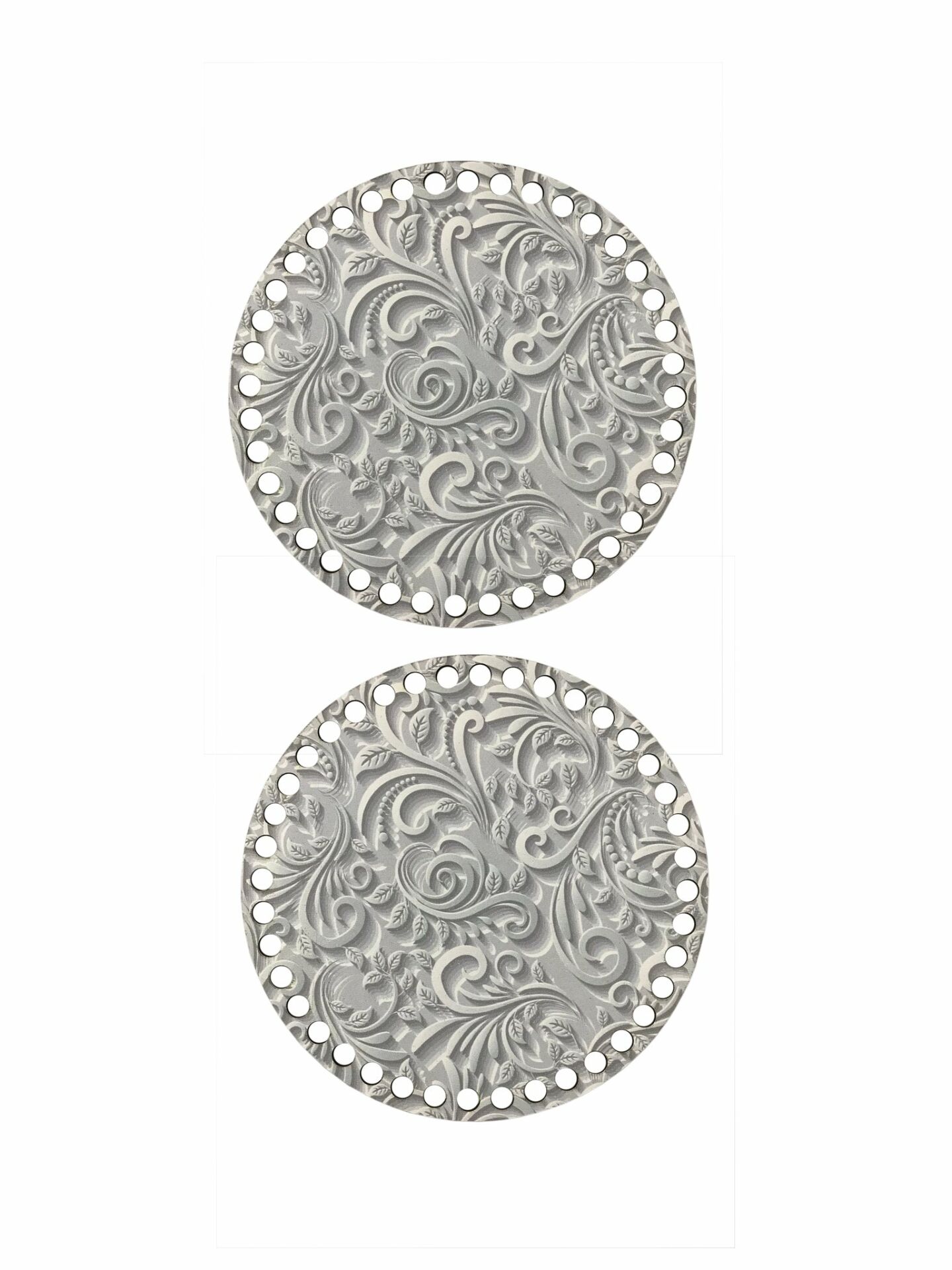 Beyaz Desenli Sepet - Çanta Kenar Plaka 15cm (1 Çift)