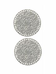 Beyaz Desenli Sepet - Çanta Kenar Plaka 15cm (1 Çift)