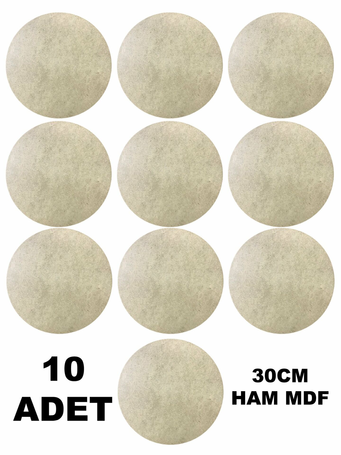 30 cm Supla Levha Naturel Ham Mdf Ahşap 3mm 10 Adet