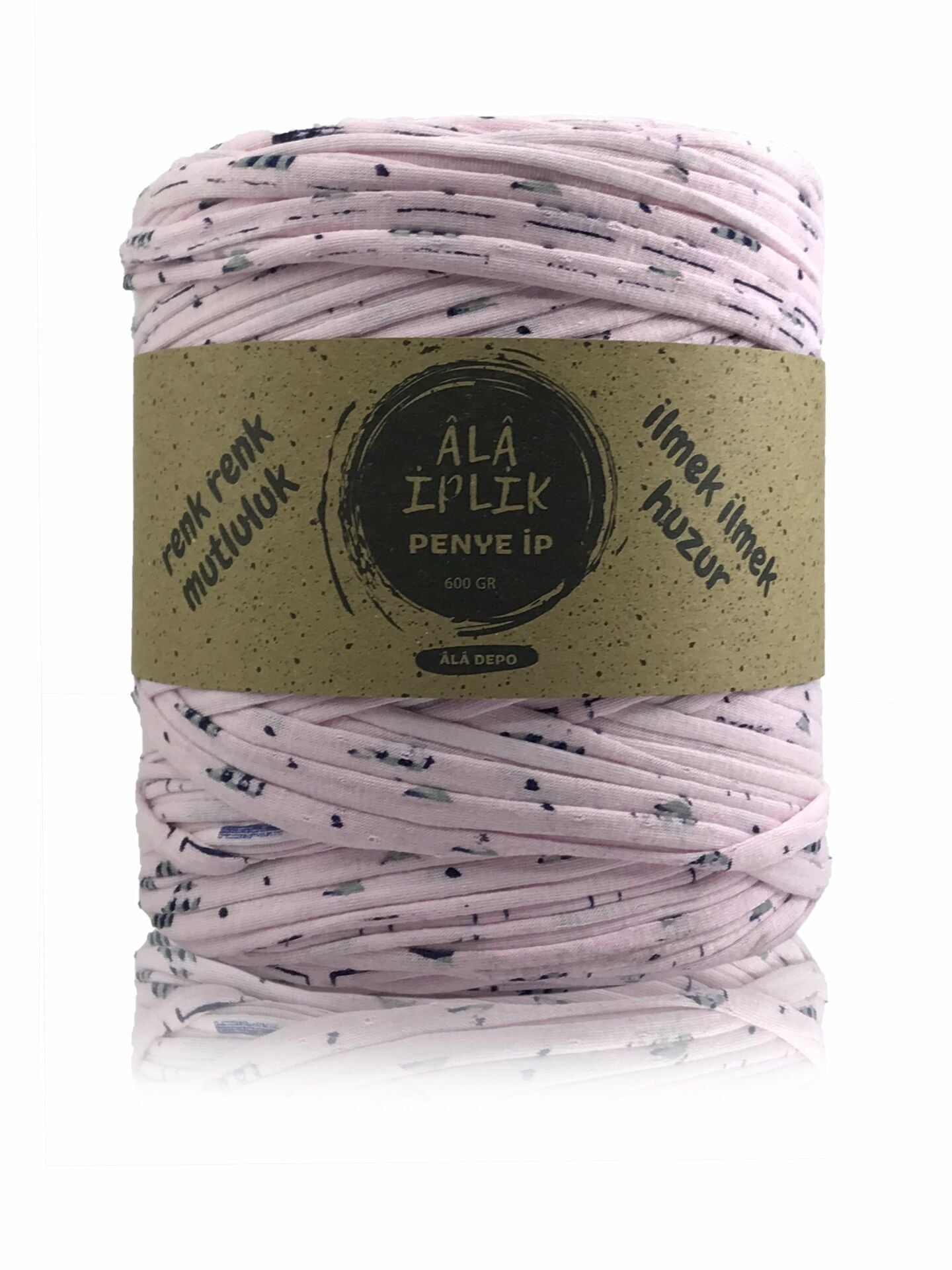 Penye İp Çanta Sepet Paspas Örgü İpi 600 Gram Pembe Desenli P22