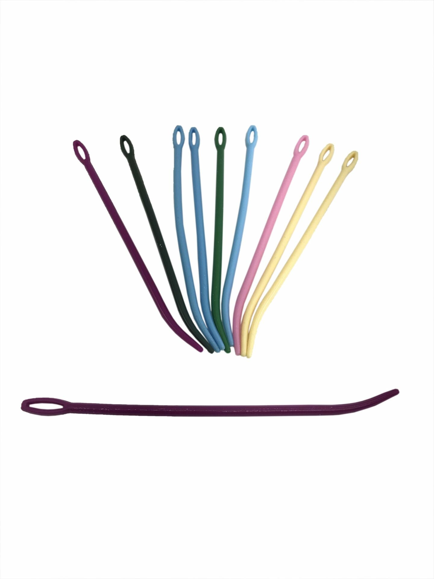 Plastik Yün İğnesi Kıvrık Uçlu 12 cm (10 Adet) Karışık Renkli