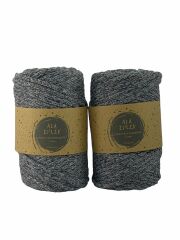 2x250 Gr Polyester-Pamuk Makrome İp 5 mm Koyu Gri