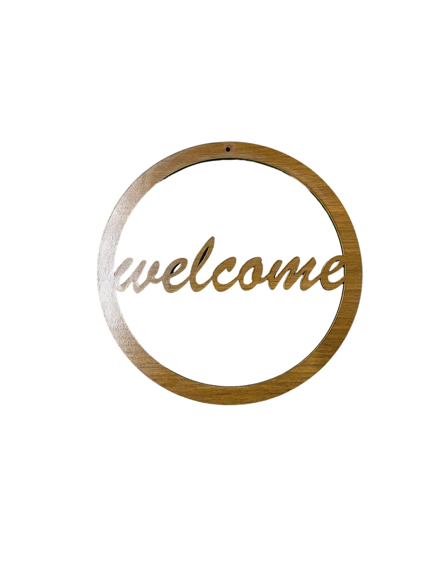 Ahşap Welcome Makrome Kasnak Kapı Süsü Ceviz 20 cm