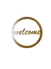 Ahşap Welcome Makrome Kasnak Kapı Süsü Ceviz 20 cm
