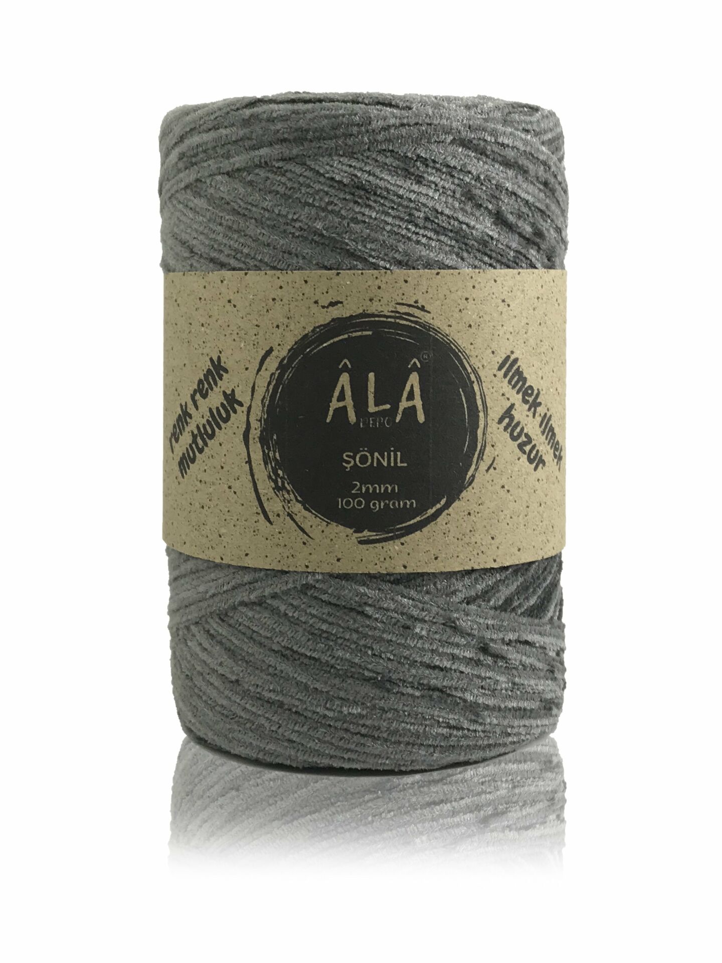 Şönil İplik Kadife 2mm 100 Gram Antrasit 02