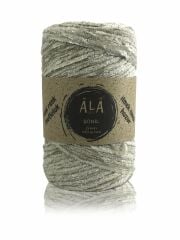 Şönil İplik Kadife 2mm 100 Gram Krem Simli 03