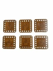 Ahşap Bardak Altlığı (coaster) Delikli Ceviz Renk 6 Adet
