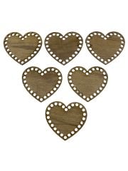 Ahşap Bardak Altlığı (Kalpli) (10 cm) Delikli Açık Meşe Renk 6 Adet