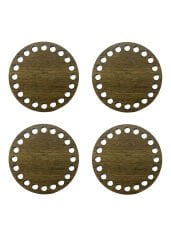 Ahşap Bardak Altlığı (coaster) Delikli Ceviz Renk 4 Adet