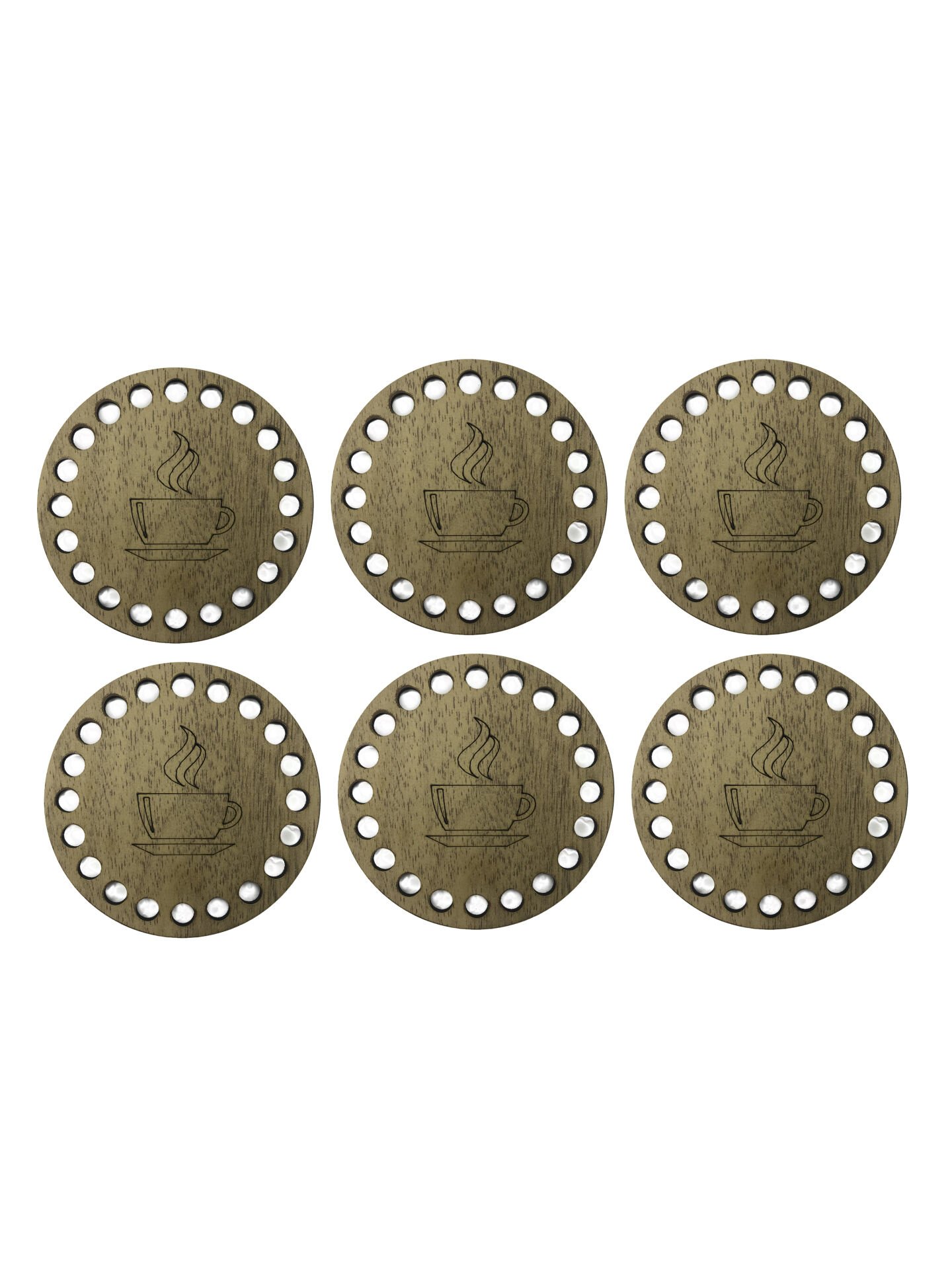 Ahşap Bardak Altlığı (coaster) Delikli Mostar Renk 6 Adet