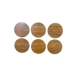 Ahşap Bardak Altlığı Ceviz Bi Kahve Yazılı Deliksiz  (6 adet)