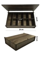 Ahşap Dekoratif Organizer Kutu Takı Makyaj Kutusu 9 Bölmeli