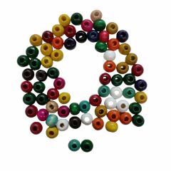 Ahşap 10 mm Karışık Renkli Makrome Boncuk (50 Adet)