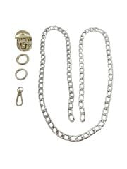 Çanta Aksesuar Seti Çevirmeli Kilitli Alüminyum Zincirli Gümüş