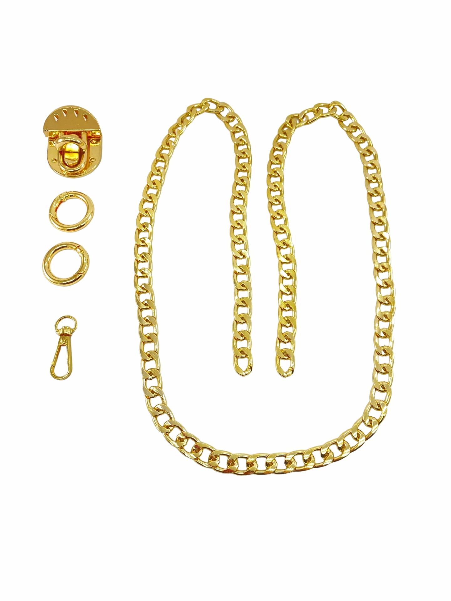 Çanta Aksesuar Seti Çevirmeli Kilitli Alüminyum Zincirli Gold