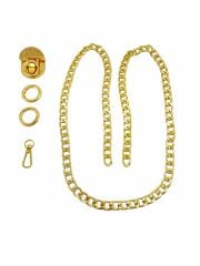 Çanta Aksesuar Seti Çevirmeli Kilitli Alüminyum Zincirli Gold