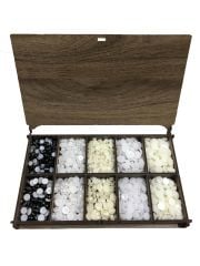 Yarım İnci Süsleme Boncuk Seti 10 Çeşit (10X25 Gram)(AHŞAP KUTULU)