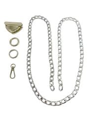 Çanta Aksesuar Seti Üçgen Yaylı Basmalı Kilitli Alüminyum Zincirli Gümüş