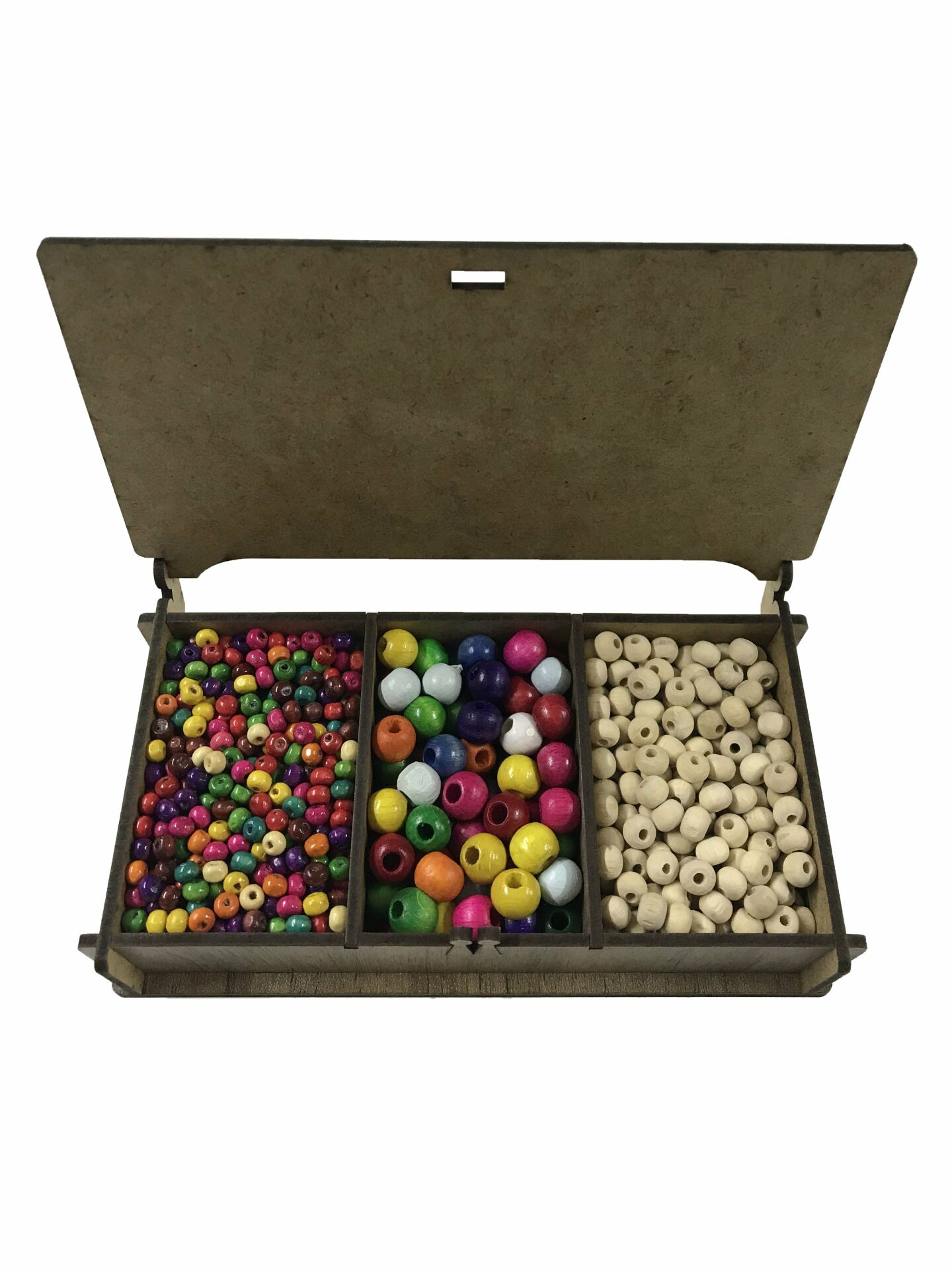 Ahşap Boncuk Makrome Süsleme Seti 3x40 gram (AHŞAP KUTULU)