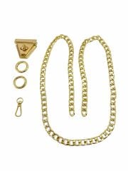 Çanta Aksesuar Seti Üçgen Çevirmeli Kilitli Alüminyum Zincirli Gold