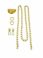 Çanta Aksesuar Seti Üçgen Yaylı Basmalı Kilitli Gold