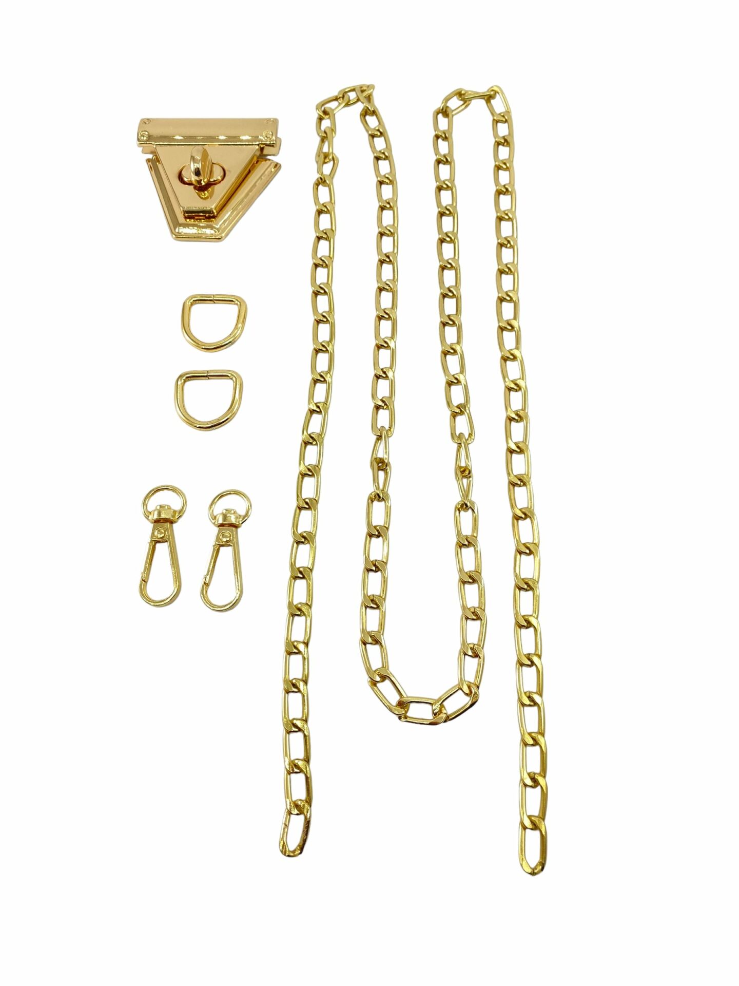 Çanta Aksesuar Seti Üçgen Çevirmeli Kilitli Gold