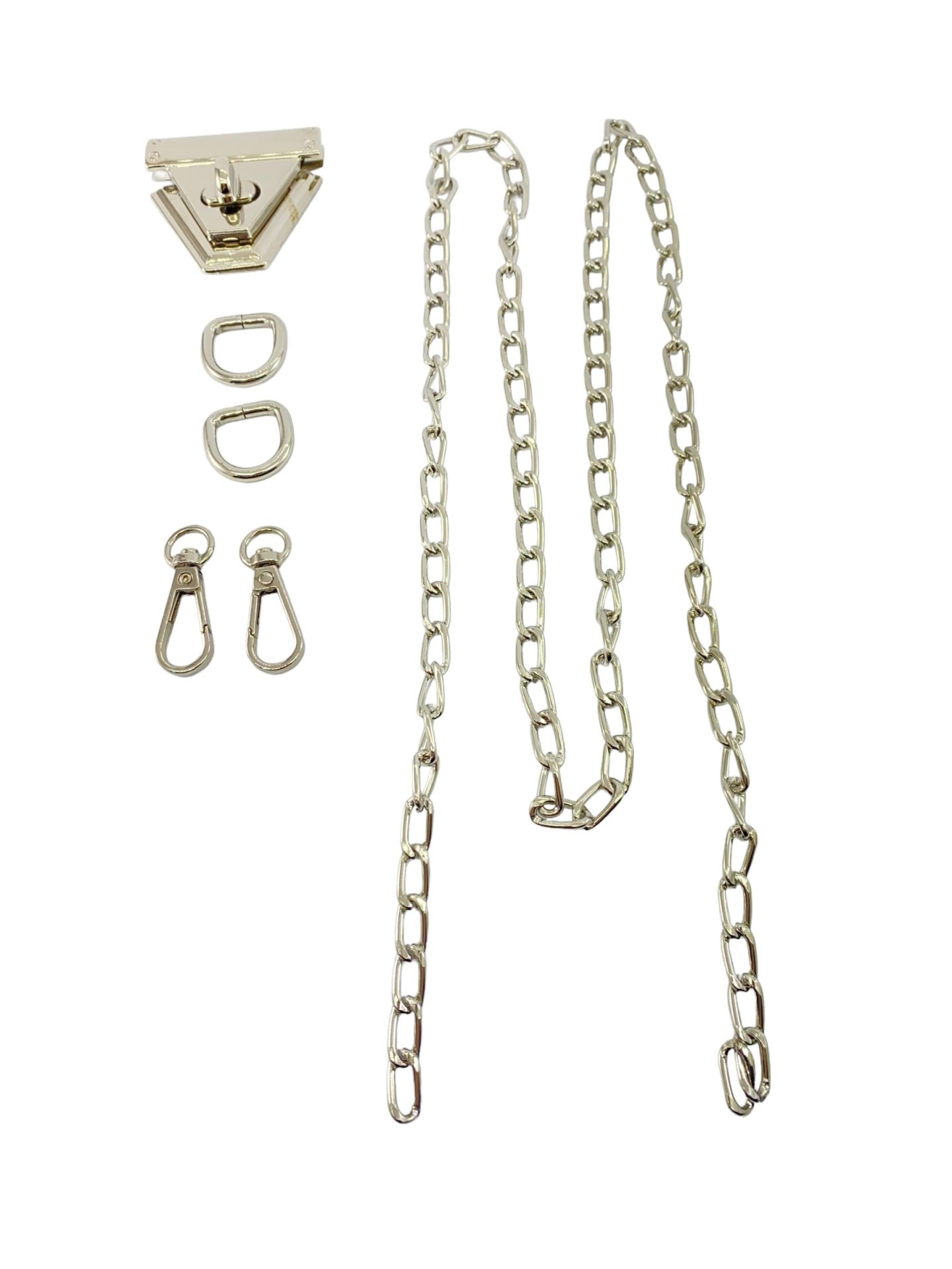 Çanta Aksesuar Seti Üçgen Çevirmeli Kilitli Gümüş