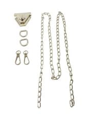 Çanta Aksesuar Seti Üçgen Çevirmeli Kilitli Gümüş