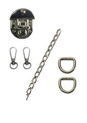 Çanta Aksesuar Seti Çevirmeli Kilitli Gümüş