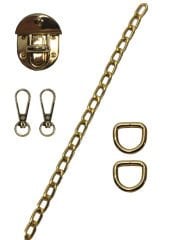 Çanta Aksesuar Seti Çevirmeli Kilitli Light Gold