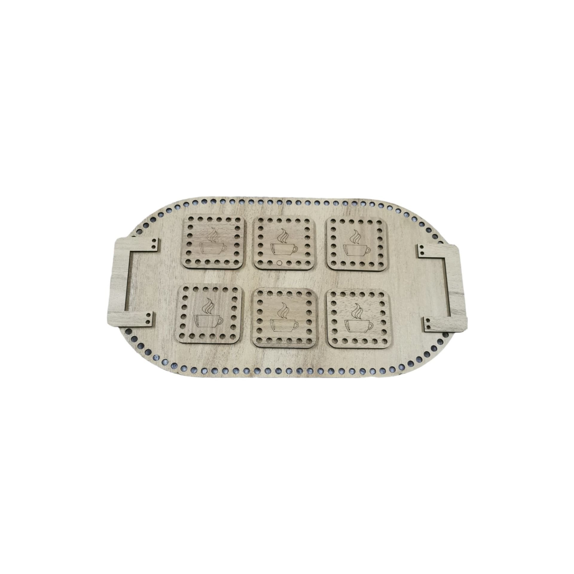 Ahşap Oval  Çay Seti (Açık Meşe)