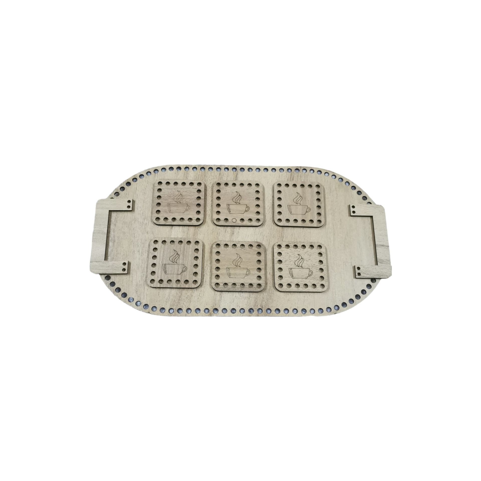Ahşap Oval  Çay Seti (Açık Meşe)