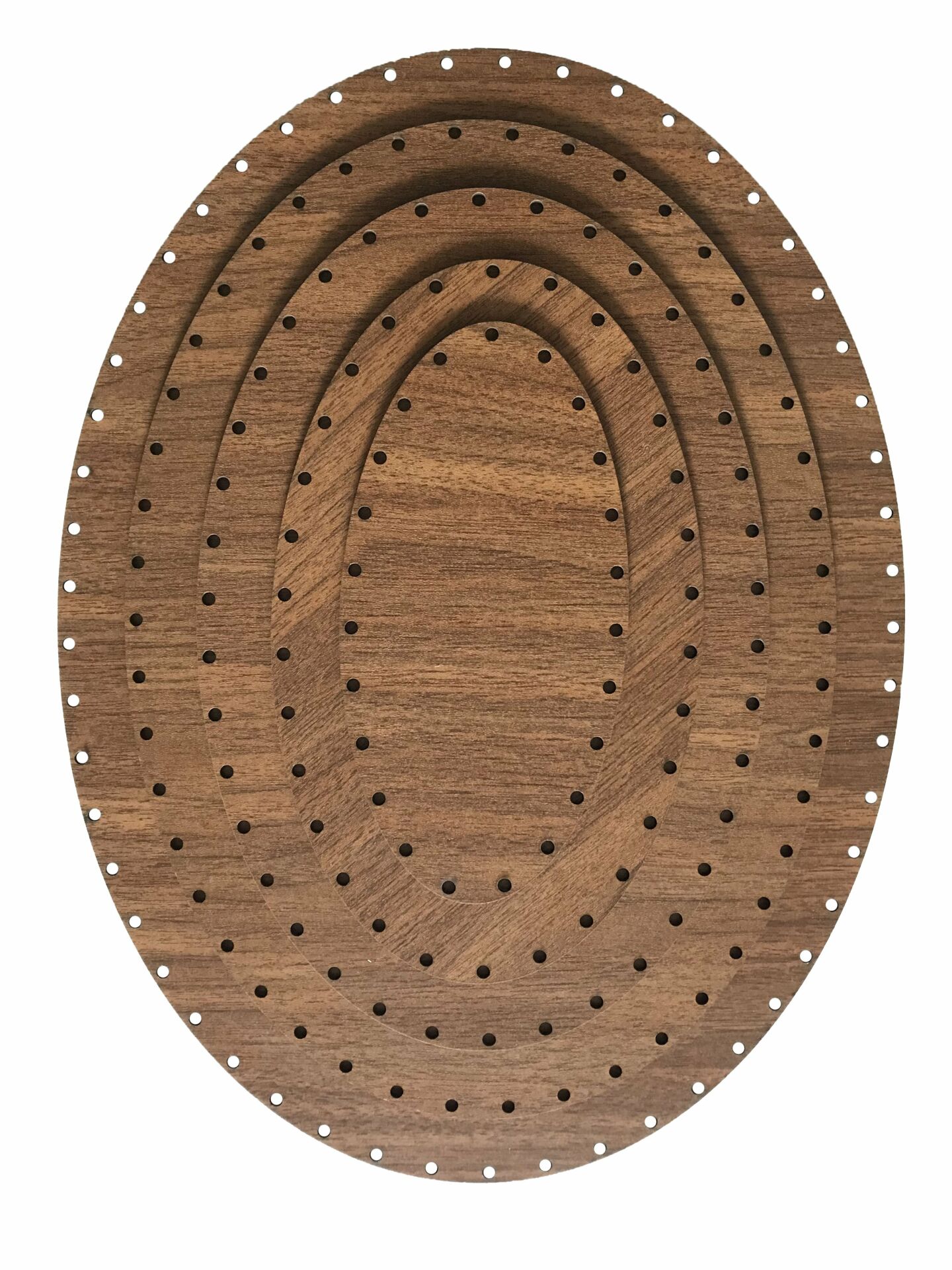 Rattan Örgü Plakası Rattan Tabanı Elips 5 li Set 3mm Çift Yüz Boyalı Ceviz