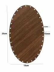 Rattan Örgü Plakası Rattan Tabanı Elips 5 li Set 3mm Çift Yüz Boyalı Ceviz