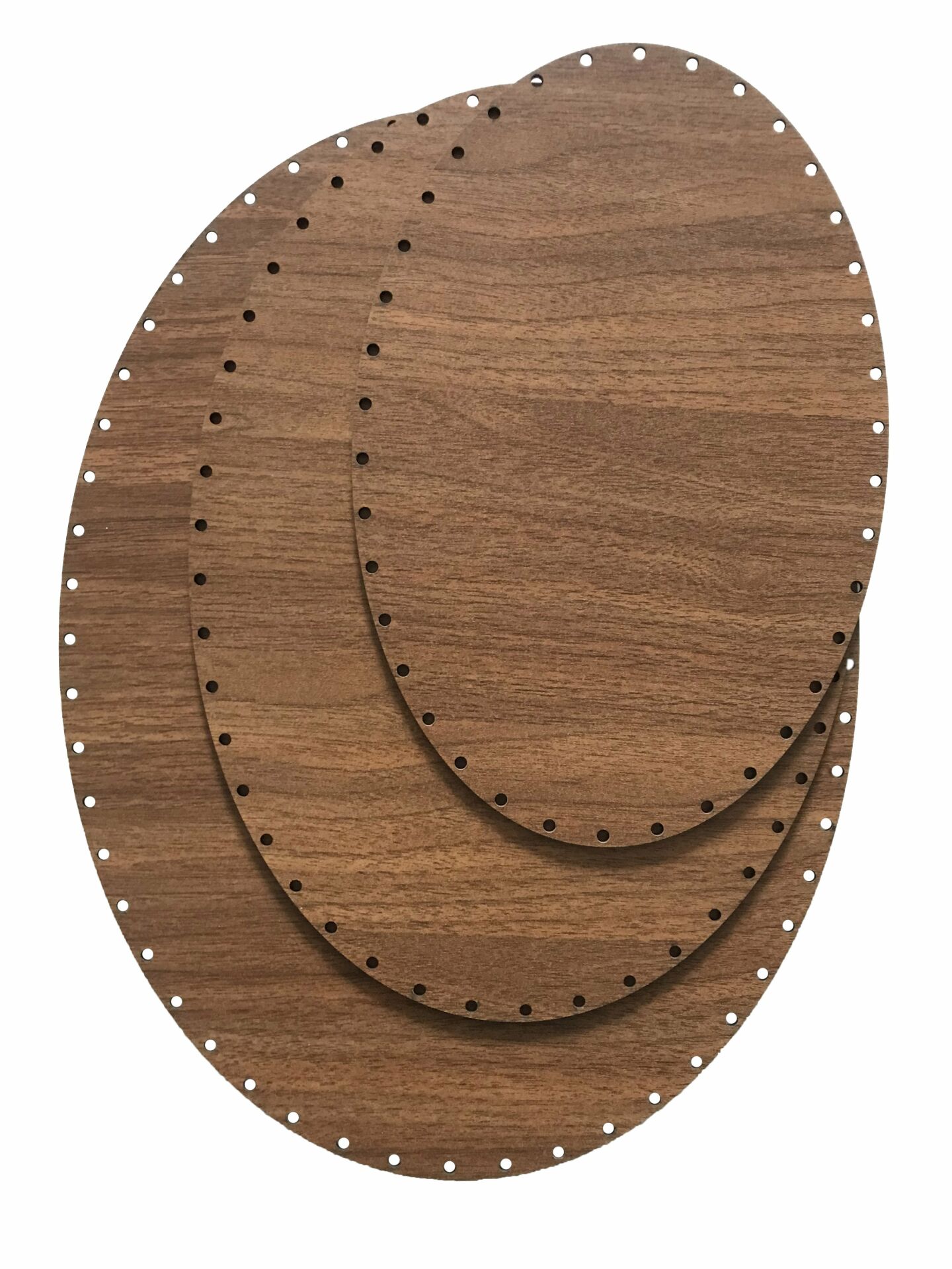 Rattan Örgü Plakası Rattan Tabanı Elips 3 lü Set 3mm Çift Yüz Ceviz