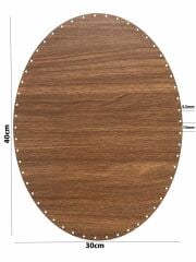 Rattan Örgü Plakası Rattan Tabanı 40x30 cm Elips Oval 3mm Çift Yüz Boyalı Ceviz