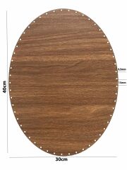 Rattan Örgü Plakası Rattan Tabanı 40x30 cm Elips Oval 3mm Çift Yüz Boyalı Ceviz