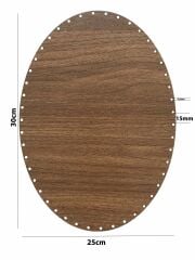 Rattan Örgü Plakası Rattan Tabanı 35x25 cm Elips Oval 3mm Çift Yüz Boyalı Ceviz