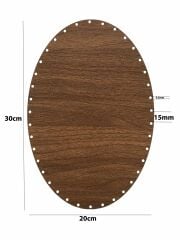 Rattan Örgü Plakası Rattan Tabanı 30x20 cm Elips Oval 3mm Çift Yüz Boyalı Ceviz