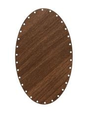 Rattan Örgü Plakası Rattan Tabanı 25x15 cm Elips Oval 3mm Çift Yüz Boyalı Ceviz