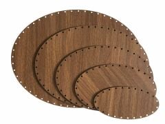 Rattan Örgü Plakası Rattan Tabanı 25x15 cm Elips Oval 3mm Çift Yüz Boyalı Ceviz