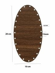 Rattan Örgü Plakası Rattan Tabanı 20x10 cm Elips Oval 3mm Çift Yüz Boyalı Ceviz