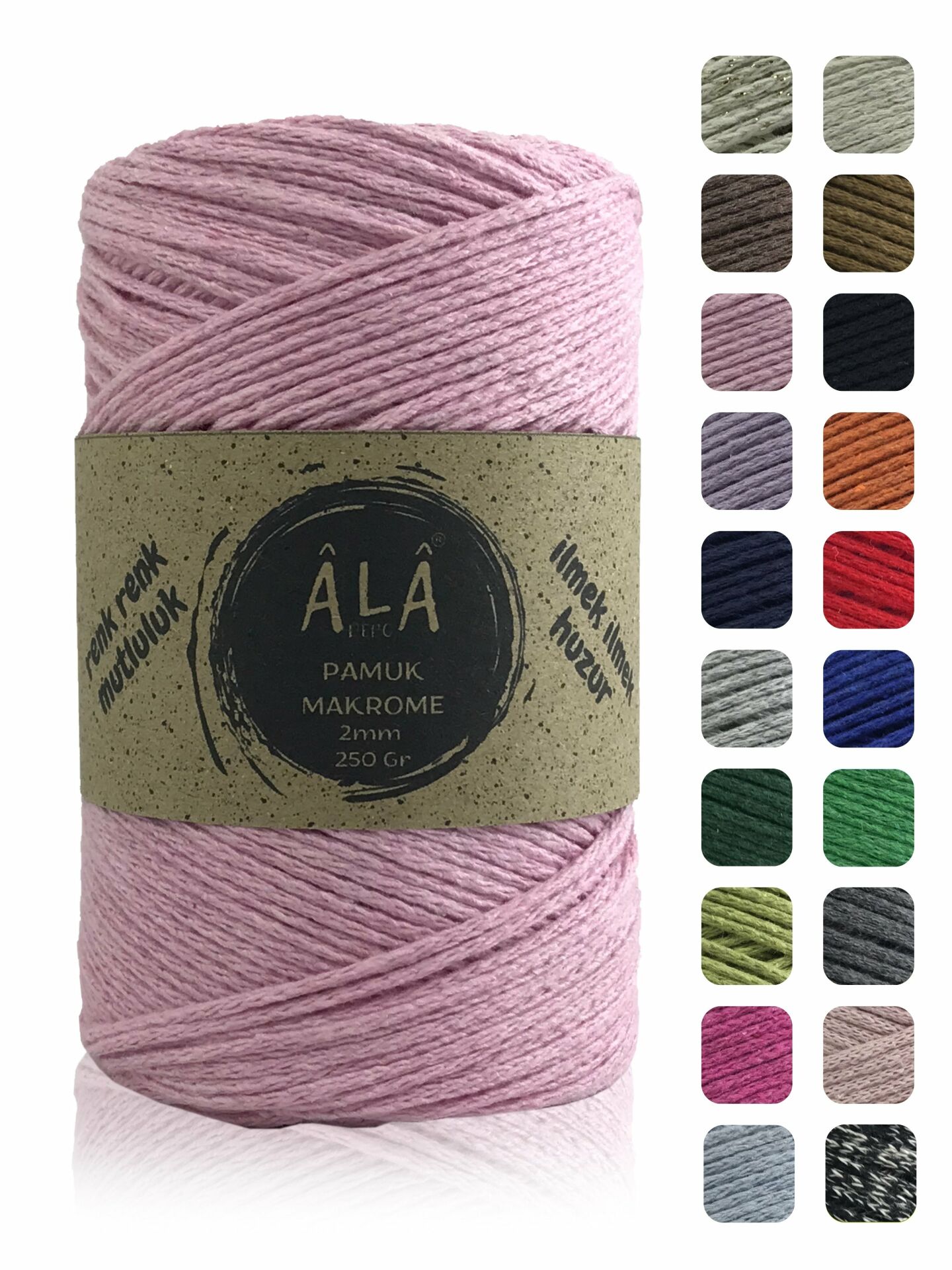 Pamuk Makrome İpi 2mm Cotton Zincir Makrome Çanta İpi Supla İpi Koton İp 250 Gram Pembe